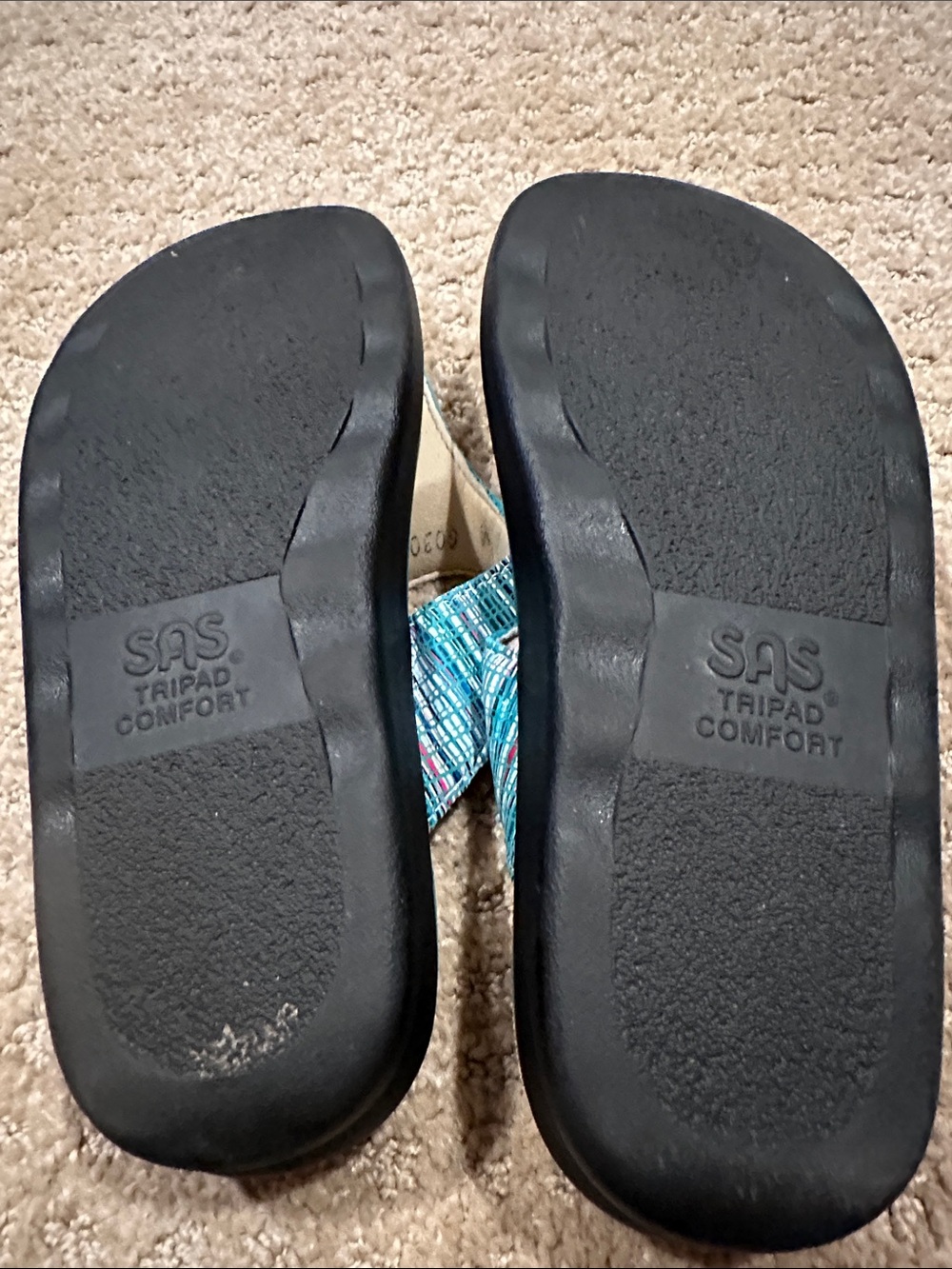 SAS Teal Multicolor Woven T‑Strap Sandals - Picture 8 of 8